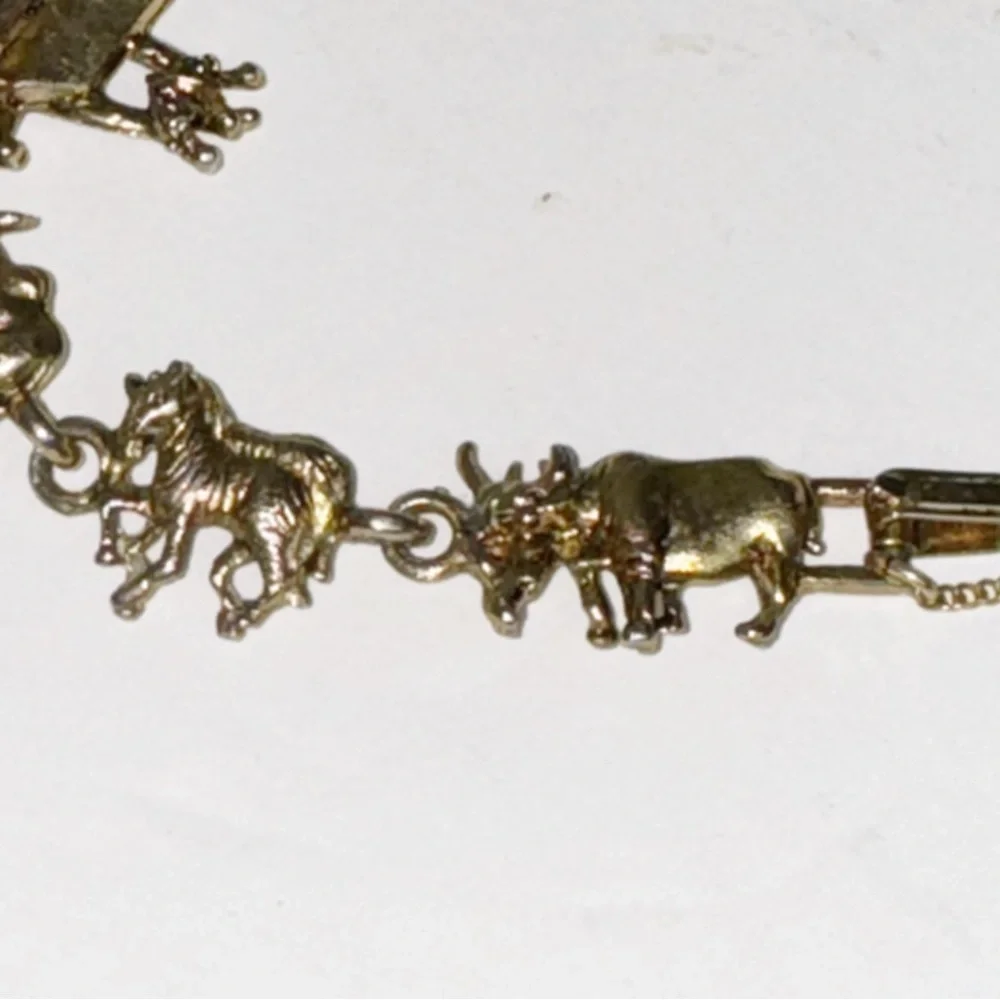 Noah’s Ark Baby Bracelet Gold Plated Safety Chain Bible Animals Old Testament